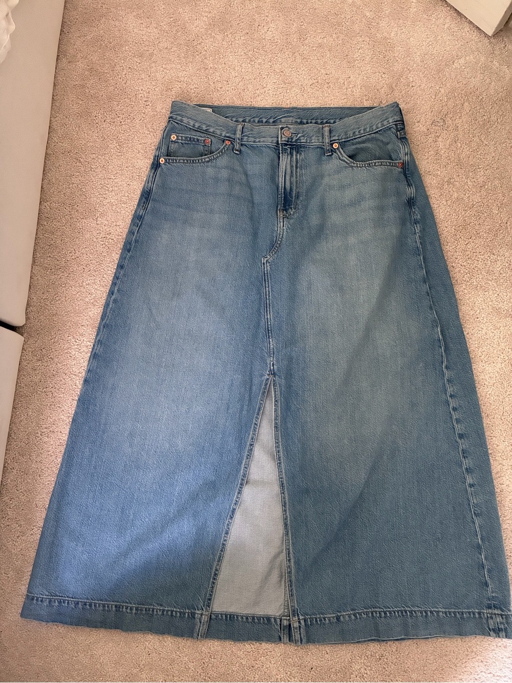 GAP Blue Denim Maxi Skirt with Front Slit